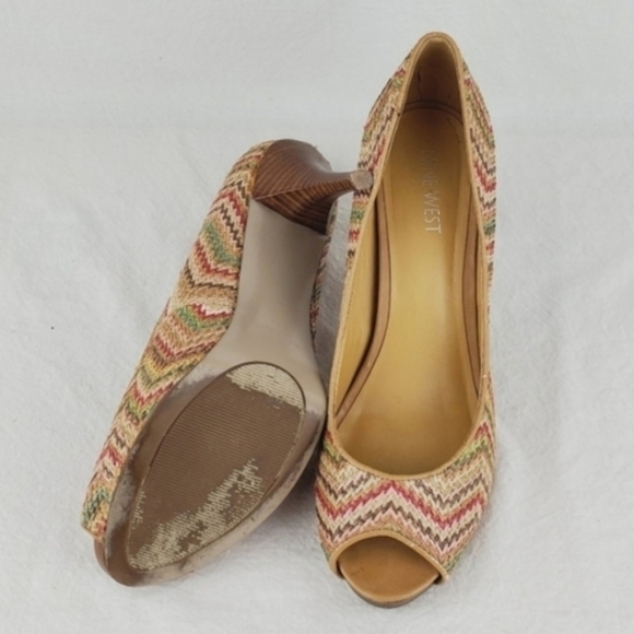 Nine west kendraho woven peep toe platform heels - Picture 8 of 11